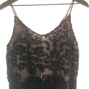 Lace & Velvet Cocktail Dress with Blush Lining (S)